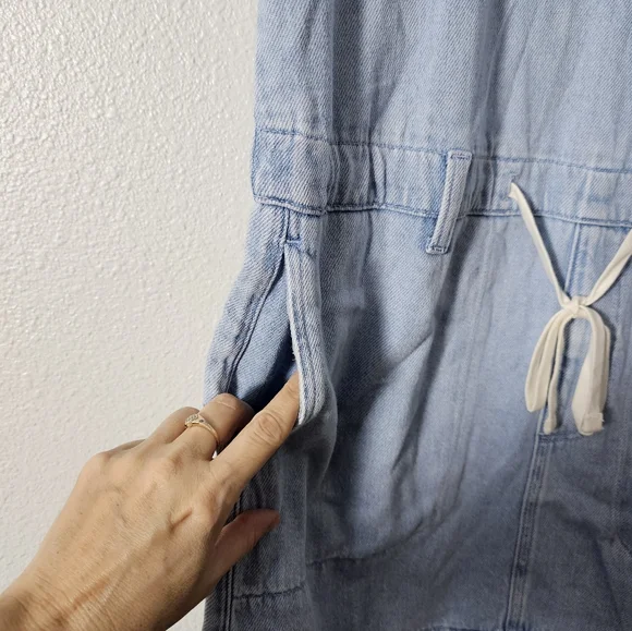 Light Blue Casual Dress with Drawstring Sz M - Picture 3 of 8